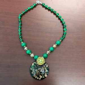 NWOT Beaded Glass Pendant Necklace in Green